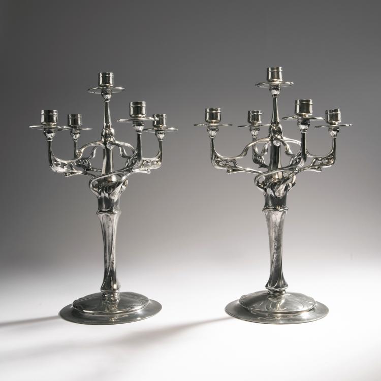 Hauptbild zu Objekt, Two candlesticks, 1900, Friedrich Adler, Scherf, Walter, N&uuml;rnberg, 156C 569