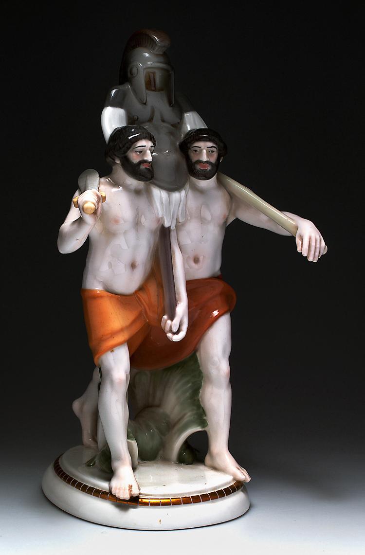 Hauptbild zu Objekt, Two Etruscans from the 'Hochzeitszug', 1910, Adolph Amberg, Berlin, KPM, 052 171