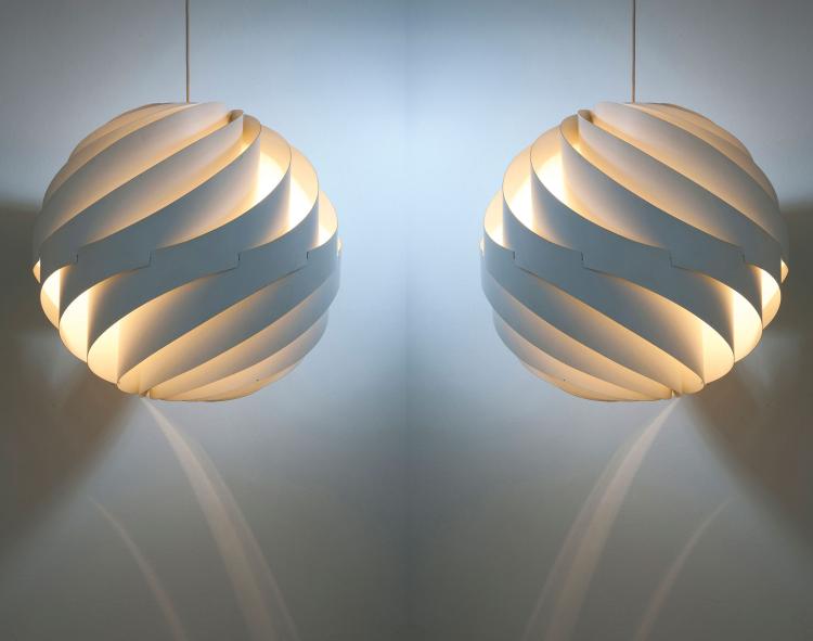 Hauptbild zu Objekt, Paar Deckenlampen 'Modell Nr. L-7 Turbo II', Louis Weisdorf, Lyfa, Ballerup, 100C 173