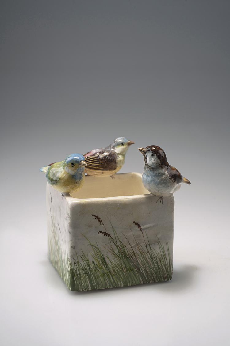 Hauptbild zu Objekt, Bowl with sparrows,  c1900, Massier, Delphin, Vallauris, 111A 338