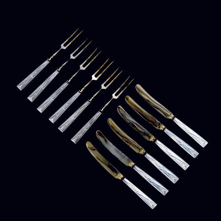 Hauptbild zu Objekt, Obstbesteck '4800', 1900/01, Peter Behrens, R&uuml;ckert, M. J., Mainz, 112A 22