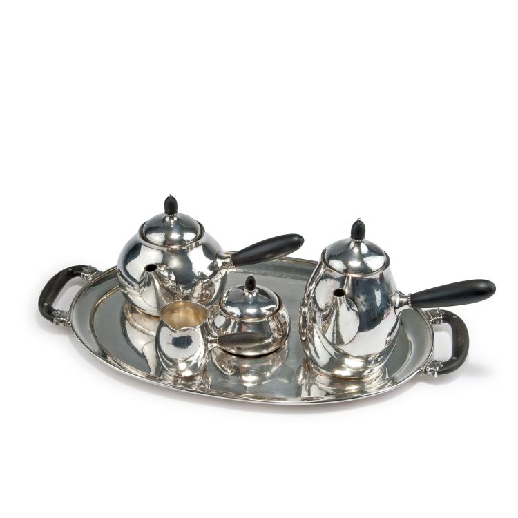 Hauptbild zu Objekt, 'Perl' coffee and teaset with tray, 1915, Georg Jensen, Jensen, Georg, Kopenhagen, 117A 674