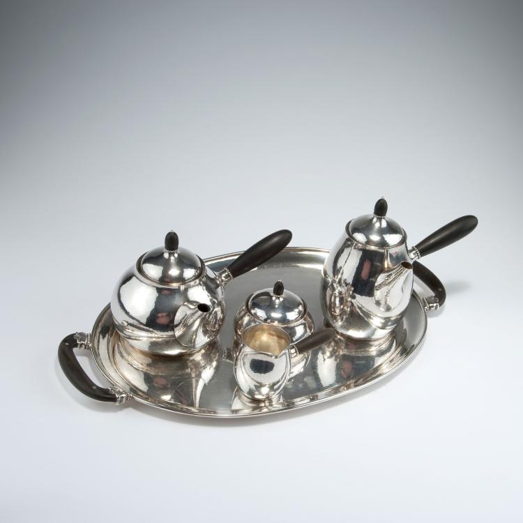 Bild 1 zu Objekt, 'Perl' coffee and teaset with tray, 1915, Georg Jensen, Jensen, Georg, Kopenhagen, 117A 674