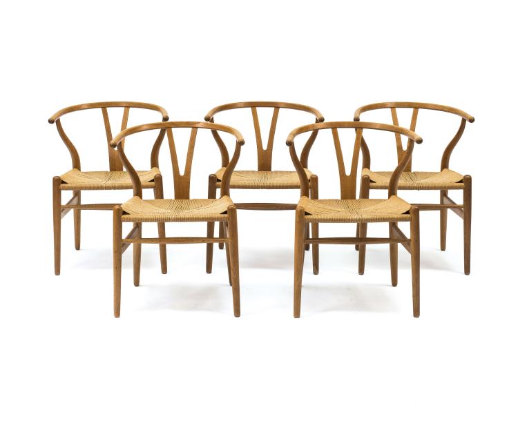 Hauptbild zu Objekt, F&uuml;nf Armlehnst&uuml;hle 'Y-chair CH-24', 1950, Carl Hansen & Son, Odense, 115A 176