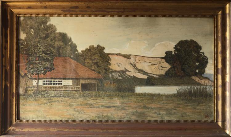 Hauptbild zu Objekt, Farmhouse and pond, Rudolf Riemerschmid, 117B 153