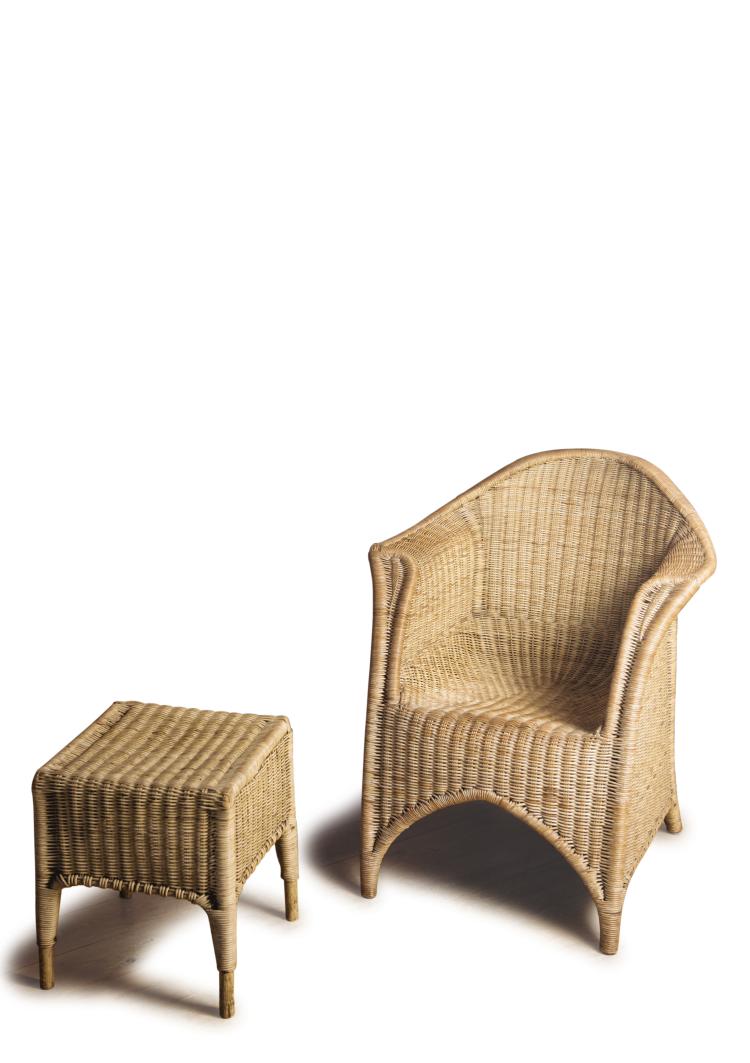 Hauptbild zu Objekt, Korbsessel mit Ottoman, 1912, Richard Riemerschmid, Reimann, Theodor, Dresden, 117B 147