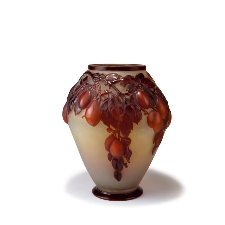 Hauptbild zu Objekt, Souffl&eacute;-Vase 'Prunes', 1925-30, Gall&eacute;, Emile, Nancy, 117A 197