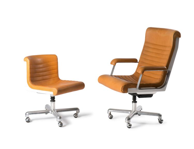 Hauptbild zu Objekt, Two 'SMAU' desk chairs and a writing desk, 1970, Ettore Sottsass, Poltronova, Pistoia, 116A 267