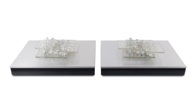 Hauptbild zu Objekt, Two wall sconces with integrated loudspeakers, c1970, Aki Kaze, Poliarte, Vicenza, 116A 268