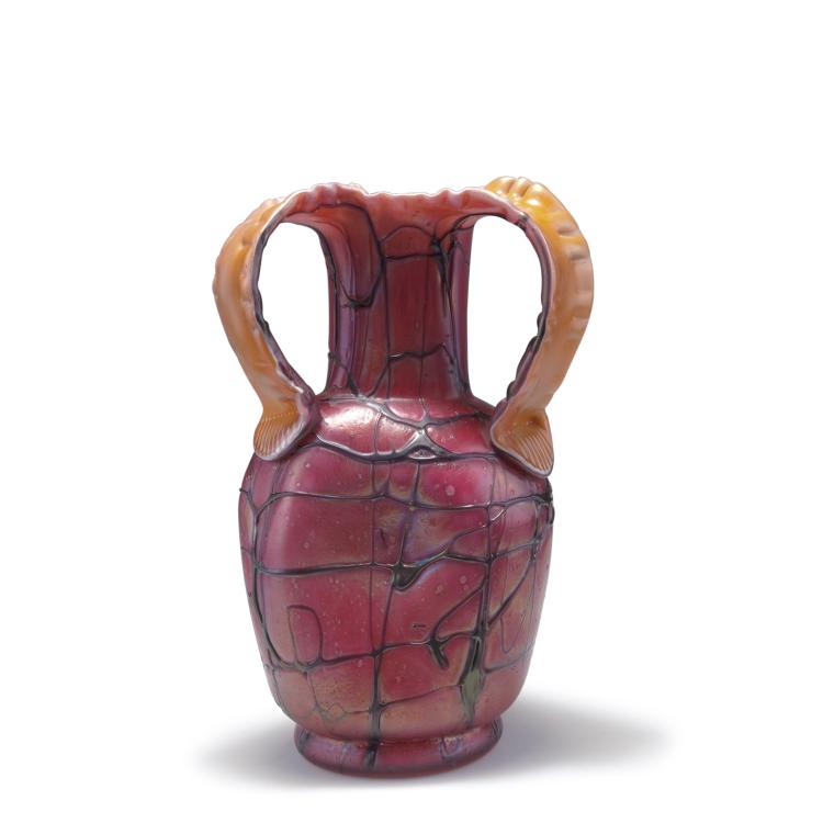 Hauptbild zu Objekt, Tall vase with handles, 1900-05, Elisabeth Glasfabrik, Kosten bei Teplitz; Pallme-K&ouml;nig, Gebr.; Habel, Wilhelm, 117C 3
