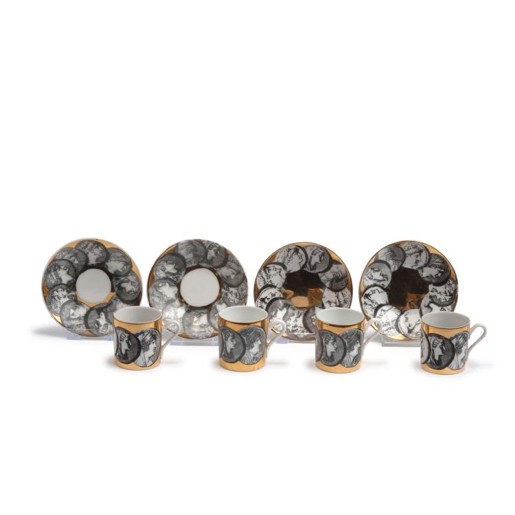 Hauptbild zu Objekt, Vier Mokkatassen mit Untertellern 'Cammei', 1950er Jahre, Piero Fornasetti, Fornasetti, Mailand, 116A 4