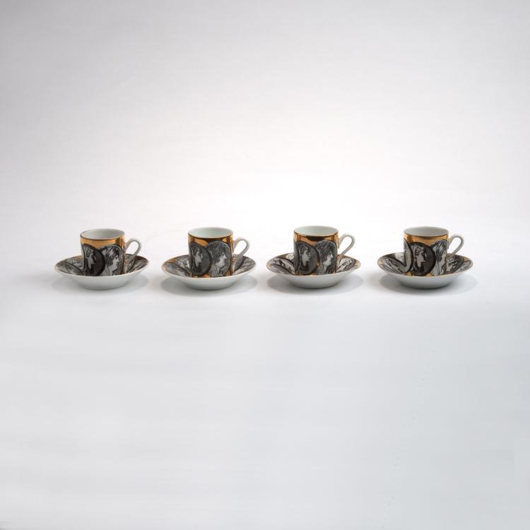 Bild 1 zu Objekt, Vier Mokkatassen mit Untertellern 'Cammei', 1950er Jahre, Piero Fornasetti, Fornasetti, Mailand, 116A 4