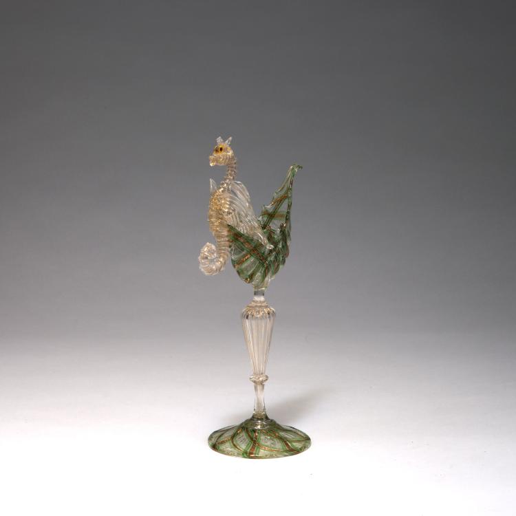 Bild 1 zu Objekt, 'A reticello' goblet with seahorse, 1880, Candiani, Napoleone, Murano, 116B 14