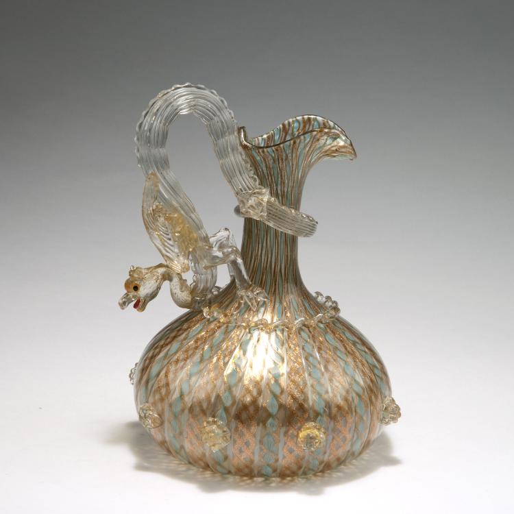 Bild 1 zu Objekt, 'A canne filigrane' jug with dragon, c1880, Salviati, Antonio Dott., Murano, 116B 15