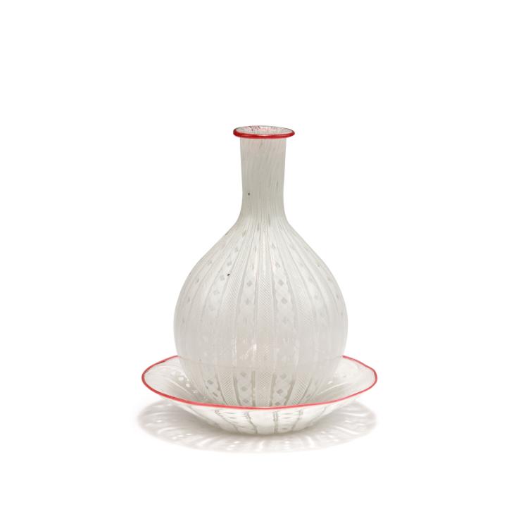 Hauptbild zu Objekt, 'A filigrana' vase and saucer, c1877, Compagnia Venezia-Murano, Murano, 116B 13