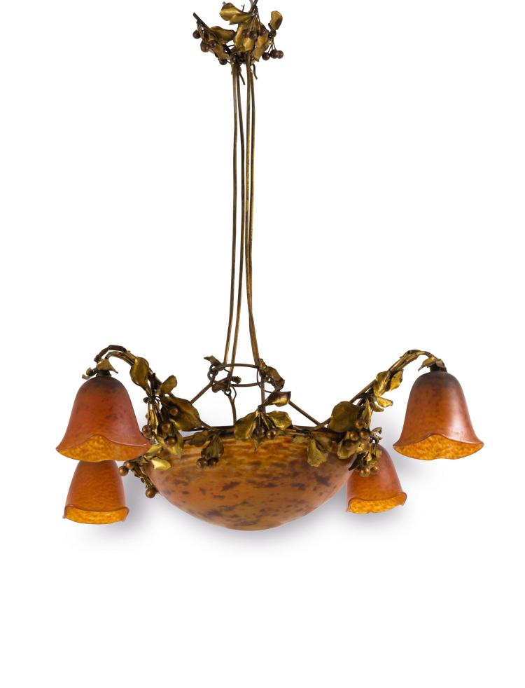 Hauptbild zu Objekt, Gro&szlig;e Deckenlampe, 1900-10, Daum Fr&egrave;res, Nancy, 117A 35