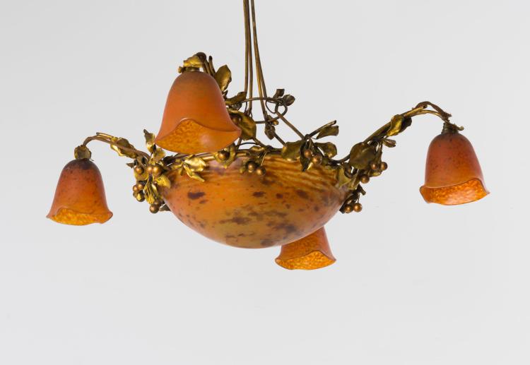 Bild 1 zu Objekt, Gro&szlig;e Deckenlampe, 1900-10, Daum Fr&egrave;res, Nancy, 117A 35