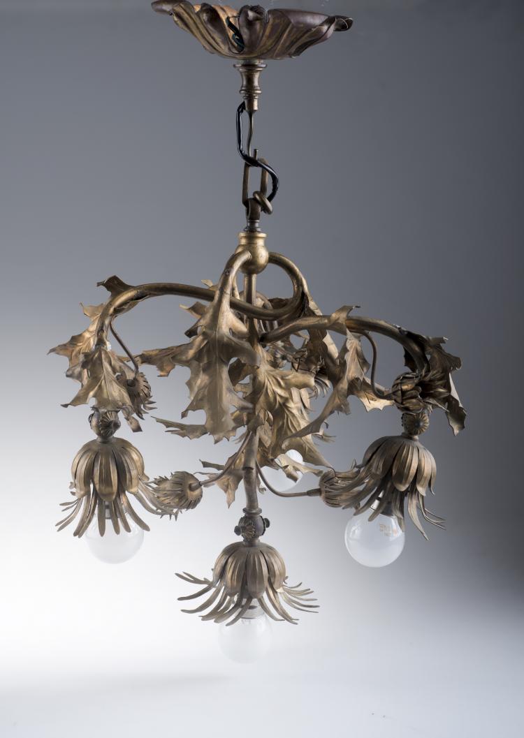 Hauptbild zu Objekt, Deckenlampe 'Chardons', um 1900, Frankreich, 117A 538