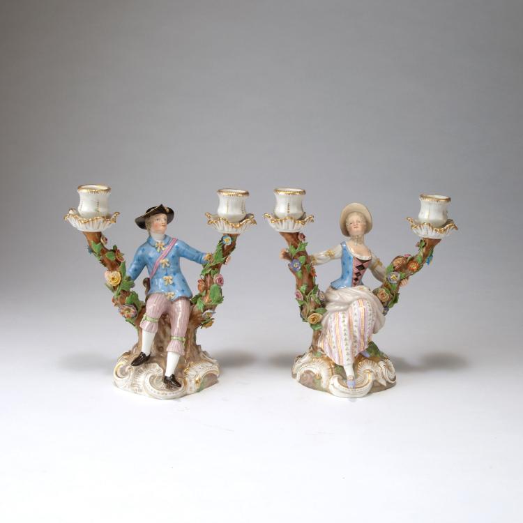 Bild 1 zu Objekt, Kerzenleuchter mit Sch&auml;ferin, um 1880, Meissen, KPM, 117A 496