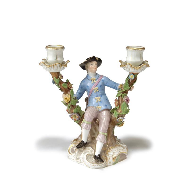 Hauptbild zu Objekt, 'Chevalier' candlestick, c1880, Meissen, KPM, 117A 495