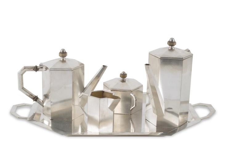 Hauptbild zu Objekt, Coffee and teaset, 1905-15, Peter Behrens, BMF Berliner Metallwarenfabrik H.A. J&uuml;rst & co., 118A 51