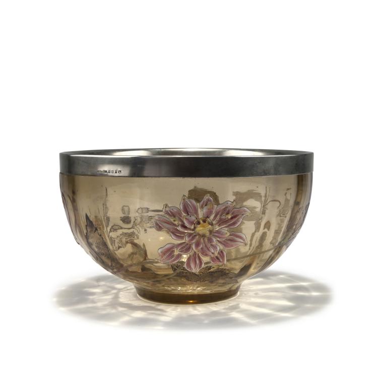 Hauptbild zu Objekt, 'Dahlias' bowl with silver mounting by Breidenstein & Renaud, Frankfurt, c1885, Gall&eacute;, Emile, Nancy, 117A 131