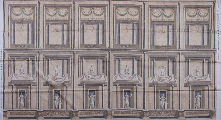 Hauptbild zu Objekt, Textilbahn 'Pompeiana', 1990er Jahre, Piero Fornasetti, Fornasetti, Mailand, 119C 238