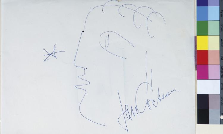 Hauptbild zu Objekt, 'Orpheus', Umri&szlig;zeichnung im Profil, 1950er/fr&uuml;he 1960er Jahre, Jean Cocteau, 118B 64