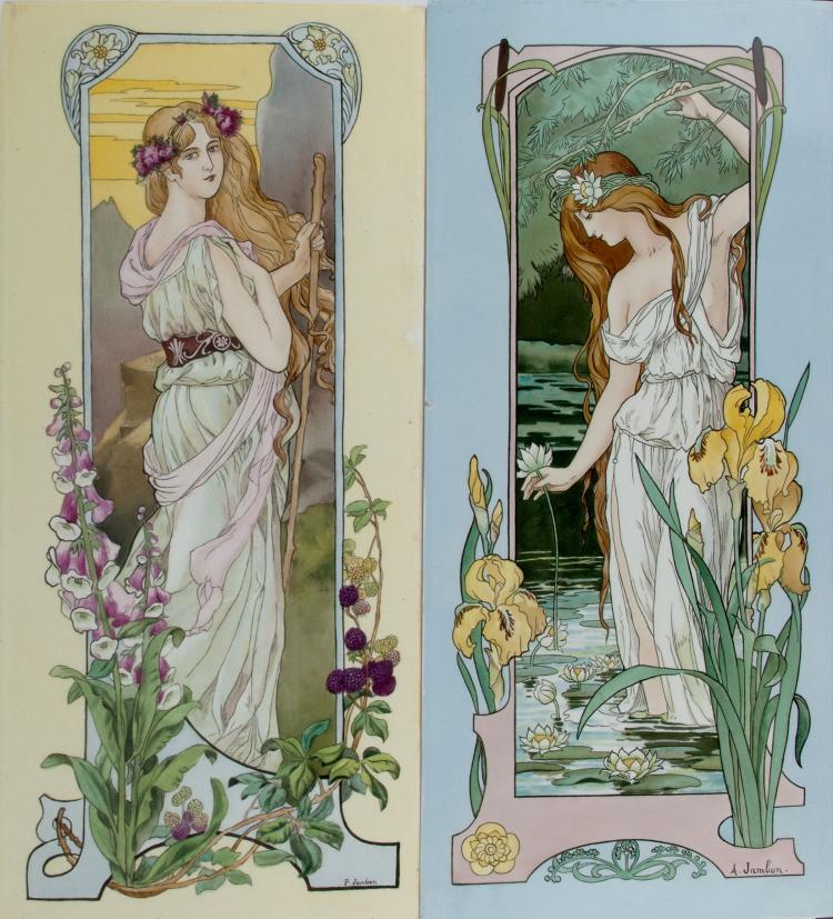 Hauptbild zu Objekt, Two decorative tiles, c1900, P. und A. Jambon, Jambon, 117A 430