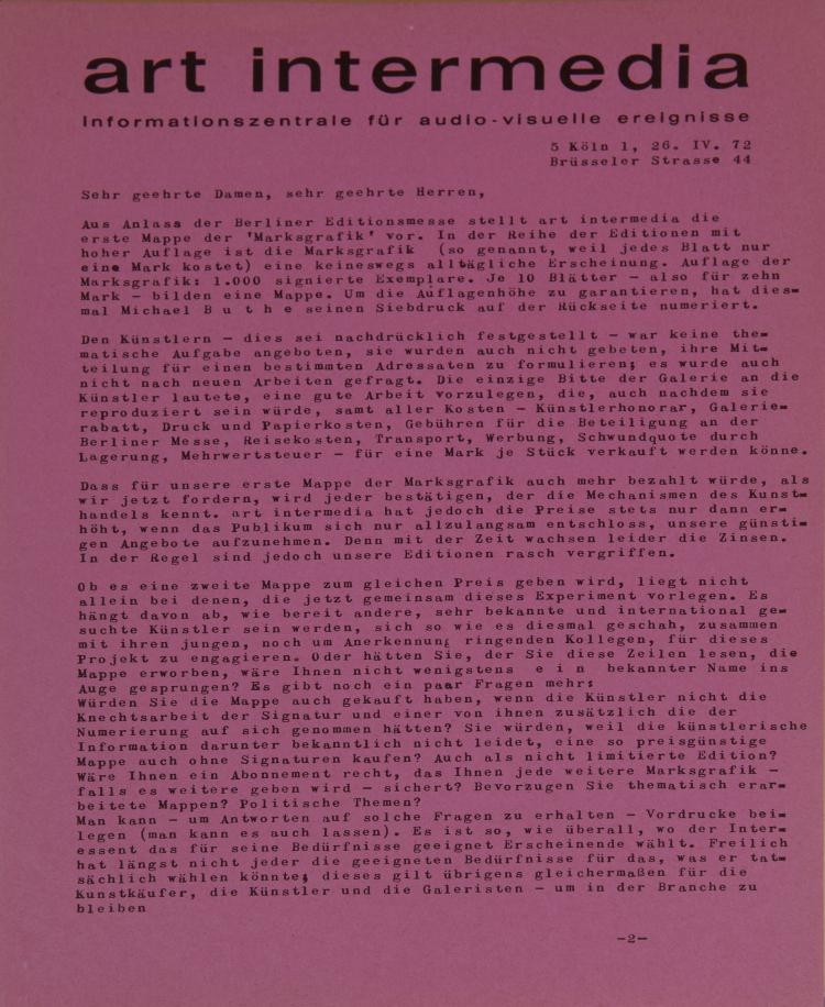 Bild 1 zu Objekt, 'Marksgrafik', 1972, Joseph Beuys, art intermedia - Edition, 118B 56
