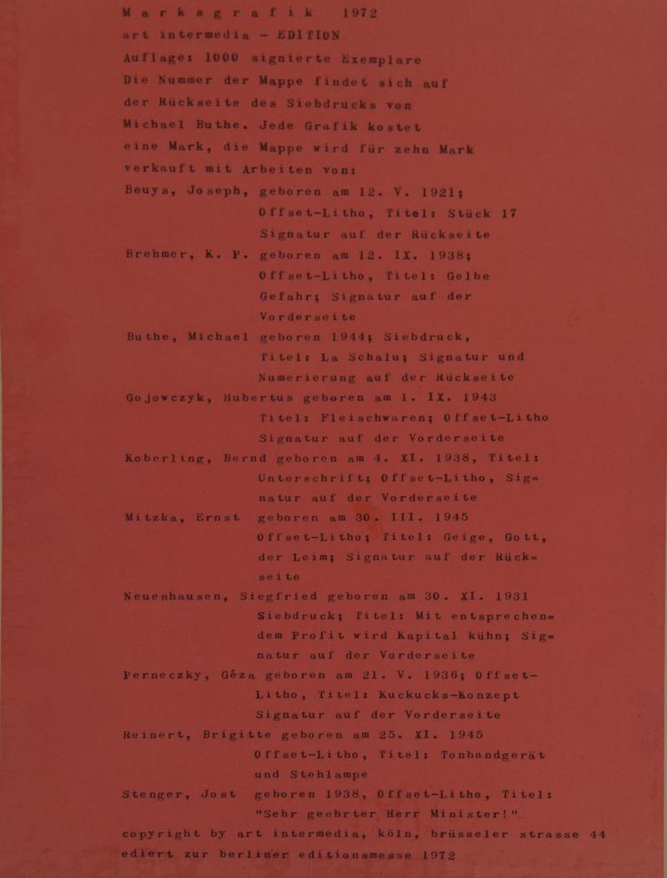 Bild 3 zu Objekt, 'Marksgrafik', 1972, Joseph Beuys, art intermedia - Edition, 118B 56