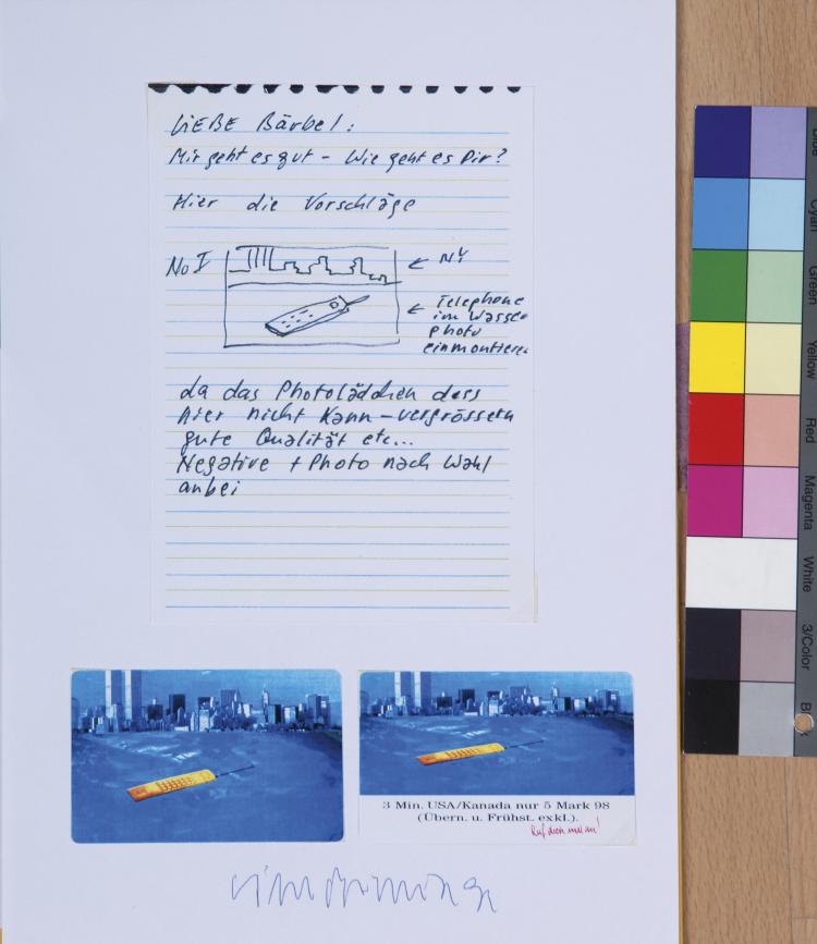 Hauptbild zu Objekt, Collage aus Dummies zu Telefonkarten mit 'Roger', 1992, Martin Kippenberger, 118B 107
