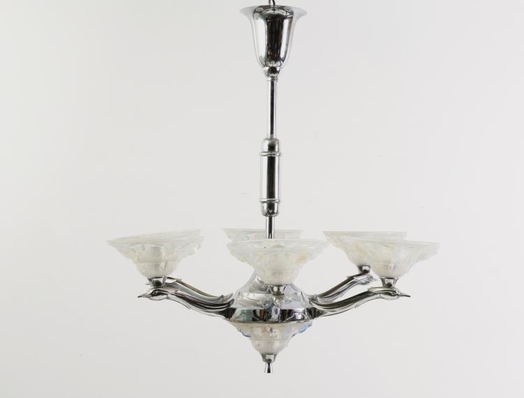 Hauptbild zu Objekt, 'Birds' ceiling light, c1930, Ezan; Verreries d'Ezanville, 120 690