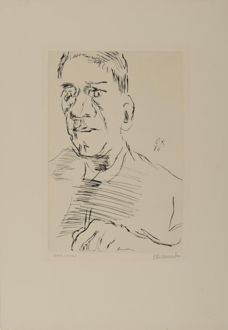 Hauptbild zu Objekt, 'Self Portrait with etching needle', 1970, Oskar Kokoschka, 118B 28