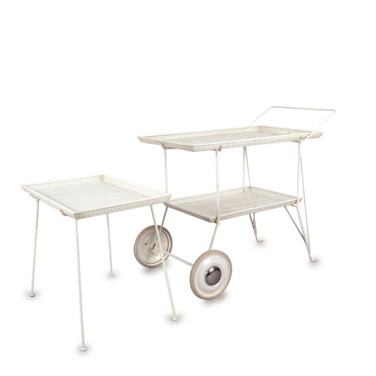 Hauptbild zu Objekt, Serving cart and occassional table, 1950s, Niederlande (zugeschrieben), 119C 255