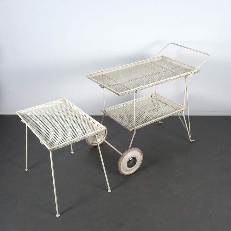 Bild 1 zu Objekt, Serving cart and occassional table, 1950s, Niederlande (zugeschrieben), 119C 255