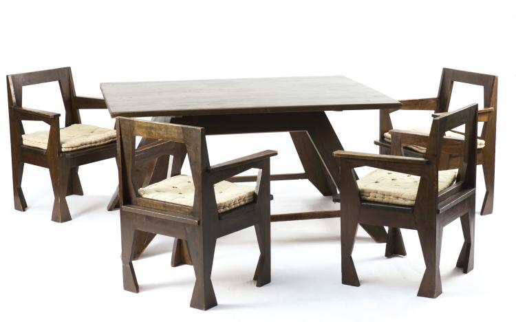 Hauptbild zu Objekt, Dining table and four armchairs, c1914. , Josef Gocar, Tschechien, 118A 10