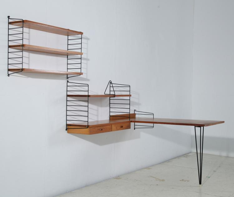 Bild 2 zu Objekt, 'String' wall shelf with desk, c1955 , Nisse Strinning, String Design AB, V&auml;llingsby, 119A 27