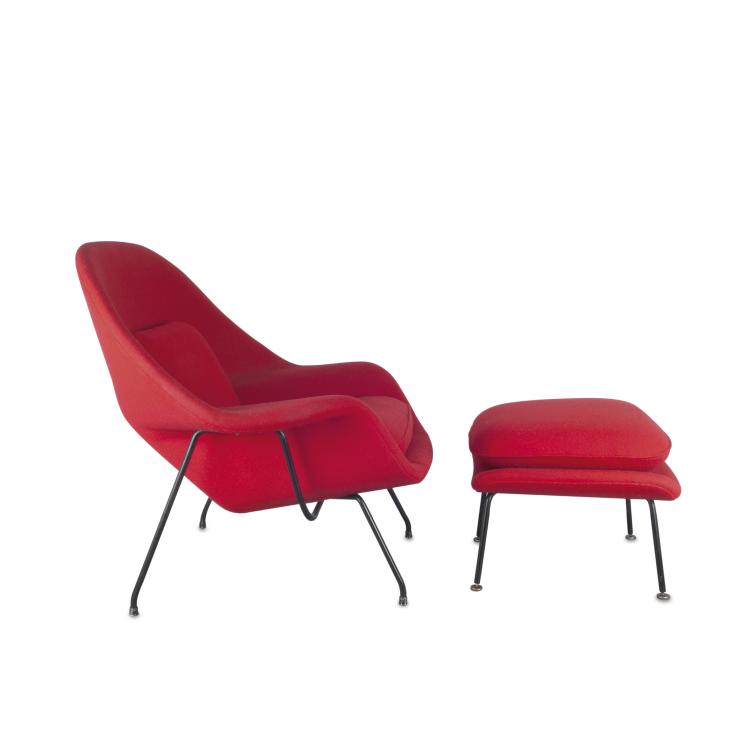 Hauptbild zu Objekt, Sessel 'Womb-chair 70' mit Ottoman '74', 1948, Eero Saarinen, Knoll International, New York, 118A 175