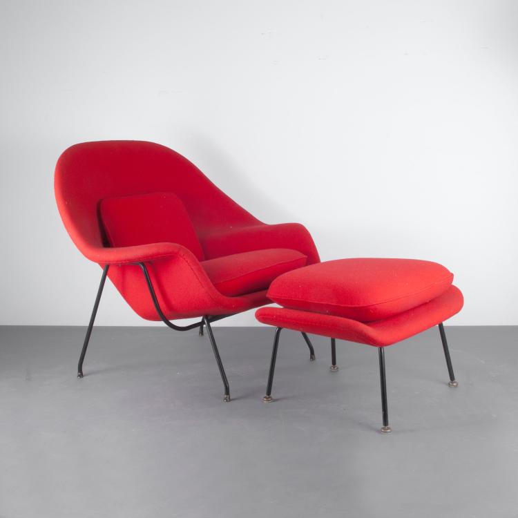 Bild 1 zu Objekt, Sessel 'Womb-chair 70' mit Ottoman '74', 1948, Eero Saarinen, Knoll International, New York, 118A 175