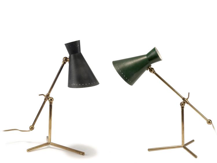 Hauptbild zu Objekt, Two table lights, 1950s, Stilnovo, Mailand (zugeschrieben), 119C 133