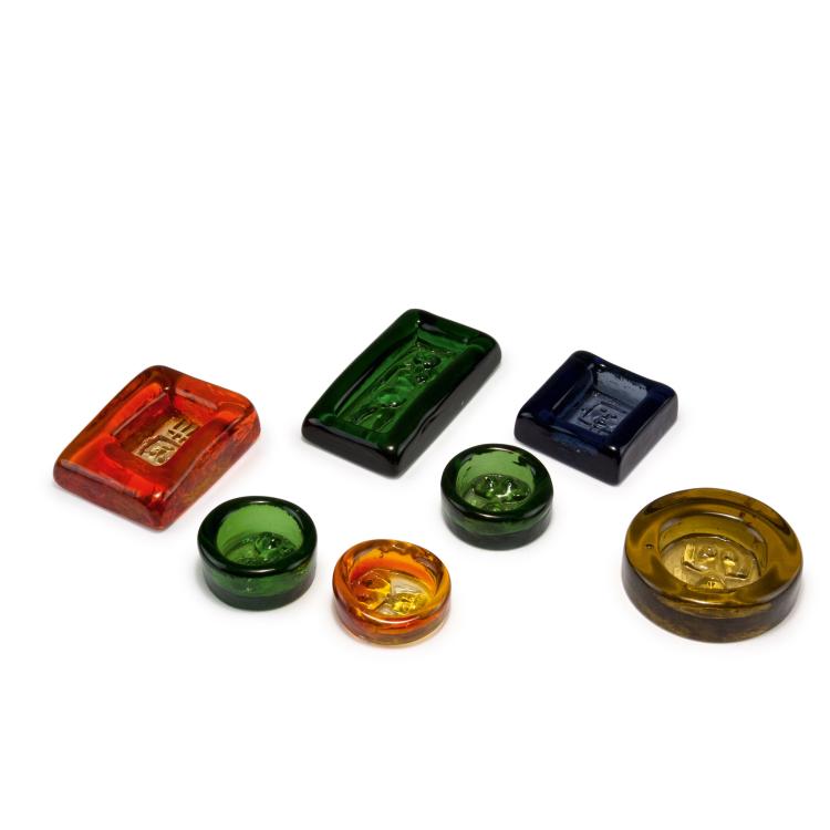 Hauptbild zu Objekt, Seven ashtrays, c1960, Erik H&ouml;glund, Str&ouml;mman & Co., G&ouml;teborg; Boda Nova Glassworks, 119A 66