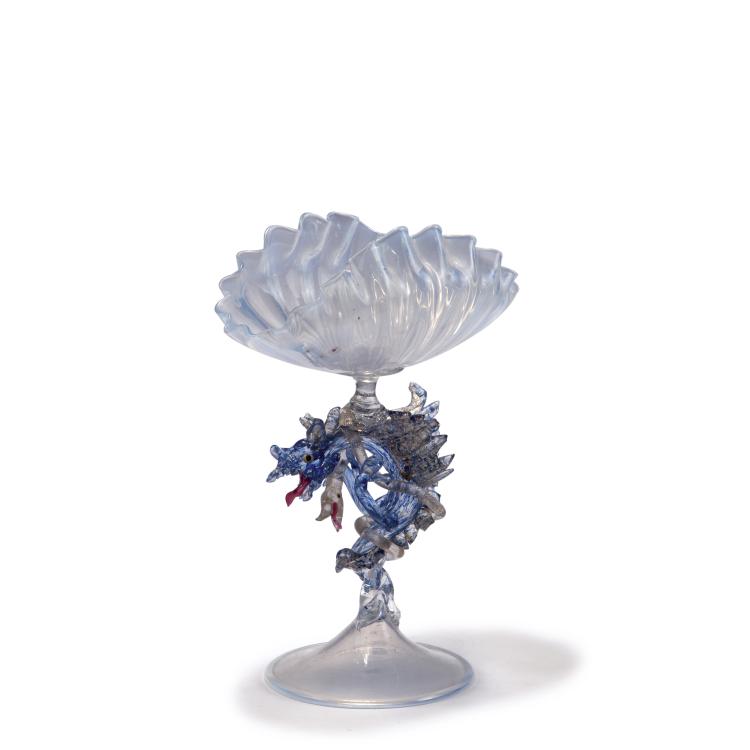 Hauptbild zu Objekt, Aufsatzschale mit zwei Drachen, 1880-1900, Salviati, Murano (zugeschrieben), 119B 1