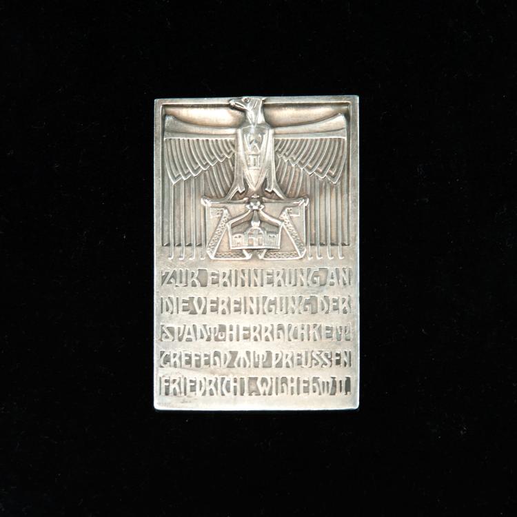 Bild 1 zu Objekt, 'Krefeld' commemorative plaque, 1902, Rudolf Bosselt, 120 431