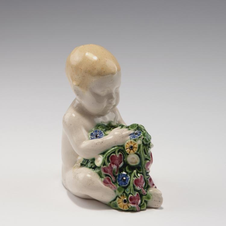 Hauptbild zu Objekt, 'Sitting Child with Flowers', c1907, Michael Powolny, Wiener Keramik, 120 662