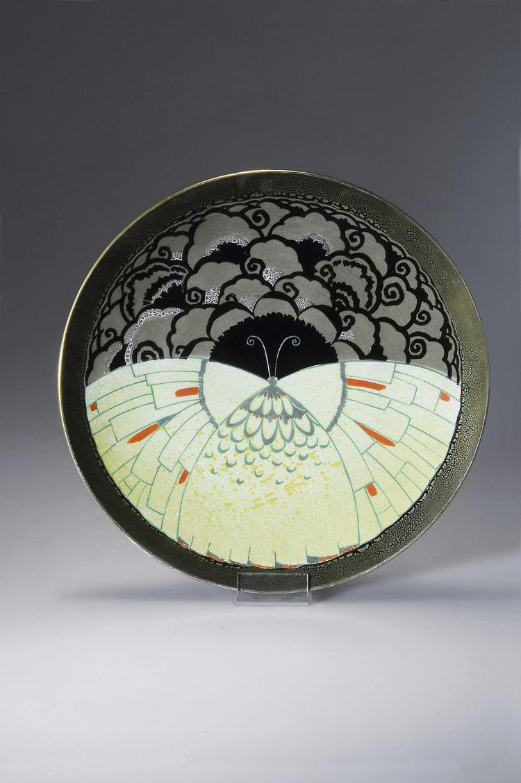 Hauptbild zu Objekt, Decorative plate with butterflies, c1928, Jean Adnet, Ma&icirc;trise, la, Paris, 120 611