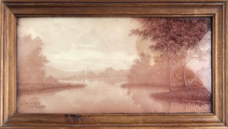 Hauptbild zu Objekt, Landscape on glass, c1900, Gruber, Jacques, Nancy, 120 275
