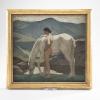 Female nude, watering a horse, c. 1910