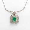 Anhängerkette mit einem feinen Smaragd und Diamant-Brillanten