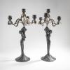 Two candlesticks with female figures, c. 1900